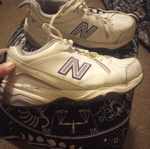 New Balance White Sneakers with Purple Accents